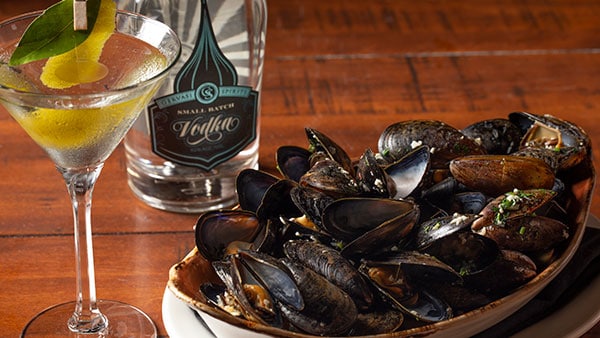 GS Vodka Martini with Sautéed Mussels from The Bistro